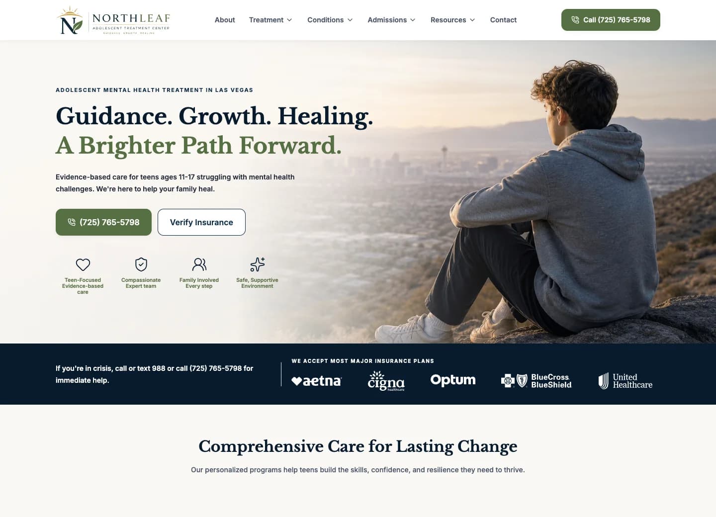 Northleaf Adolescent Treatment homepage — unlaunched design