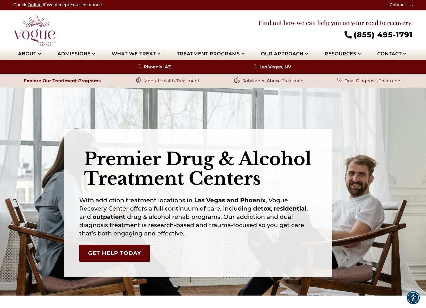 Vogue Recovery Center homepage
